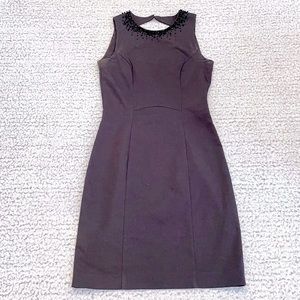 H&M Espresso Beaded Neck Shift Dress, Size 8